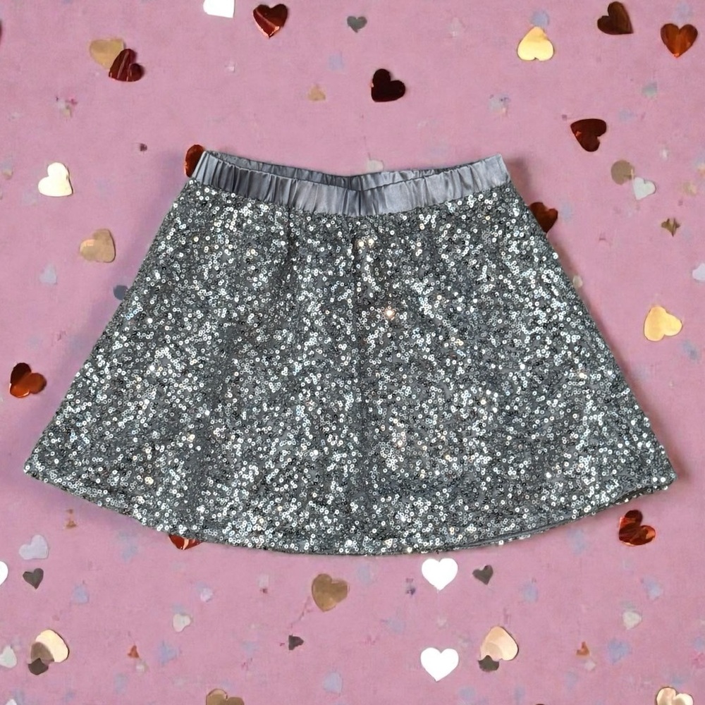 Girls Silver Sequin Skirt
